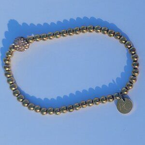 Beaded Rustic Cuff Bracelet with Sparkle ball